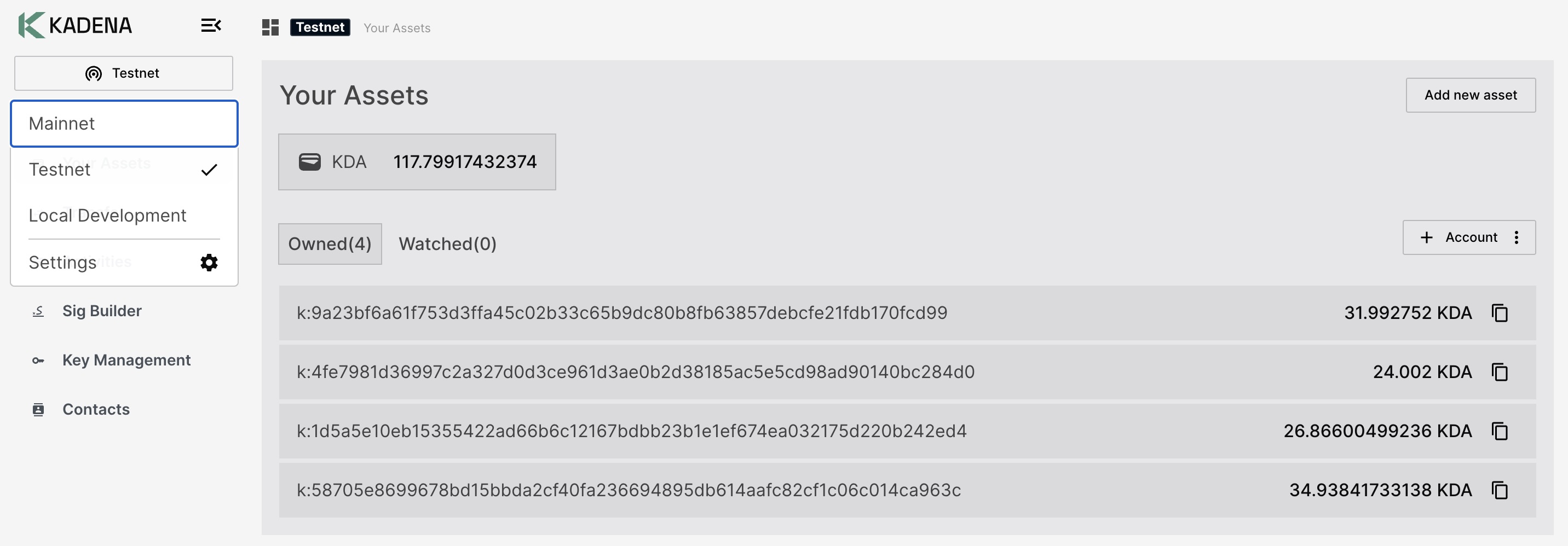 Chainweaver network selection