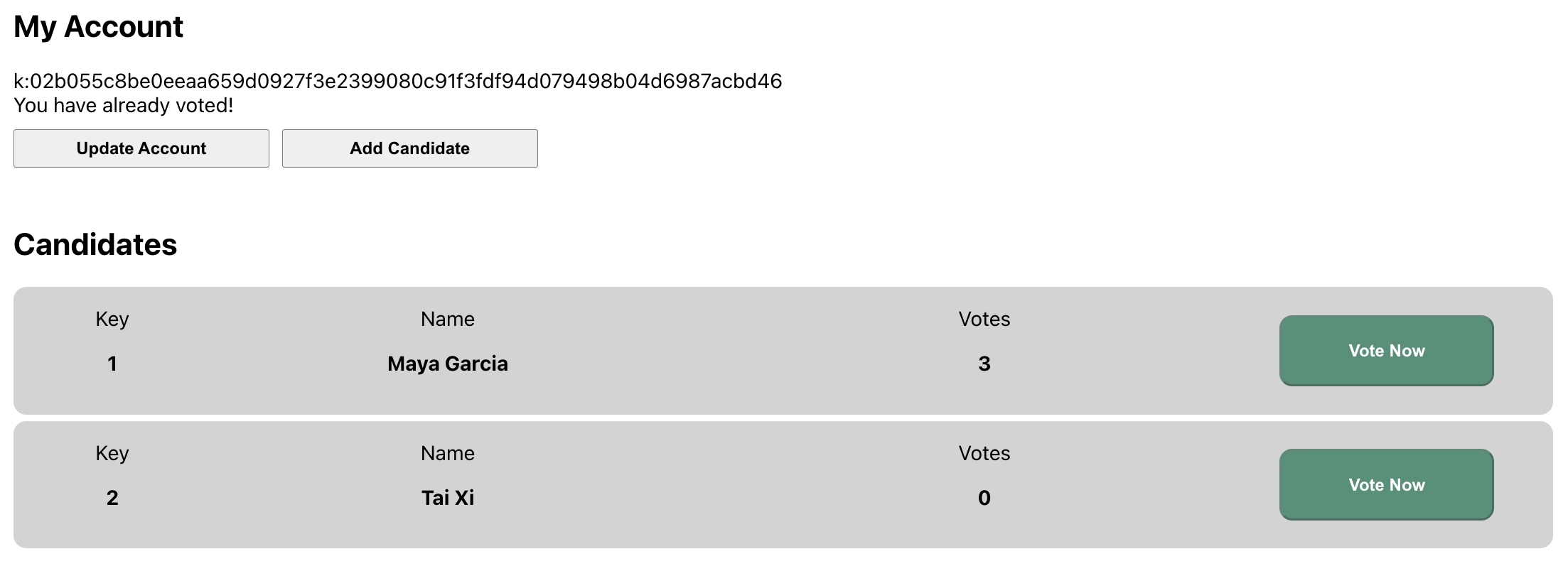 View the result after voting