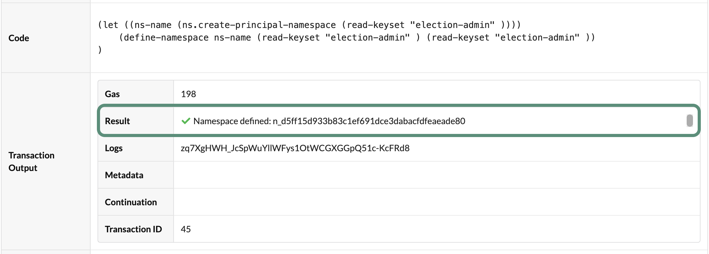 Election principal namespace