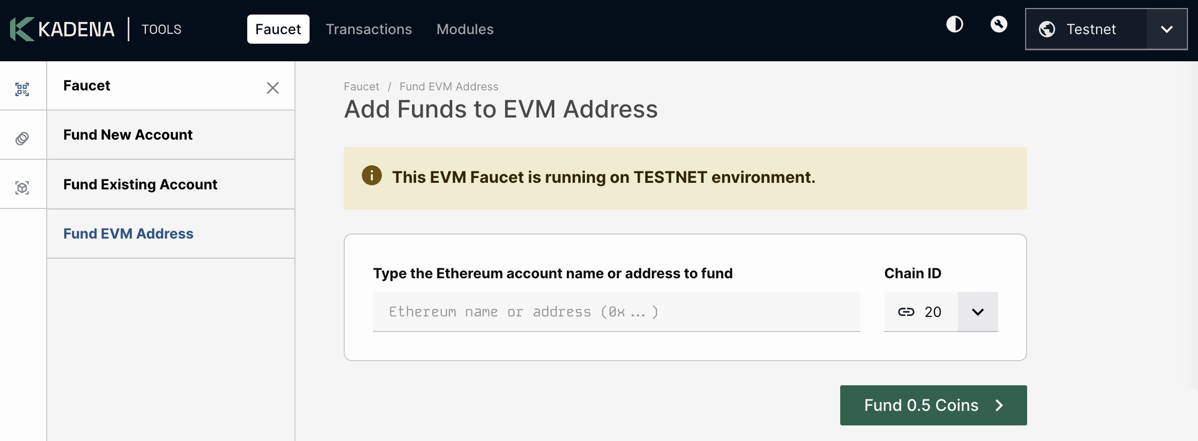 Kadena EVM Faucet